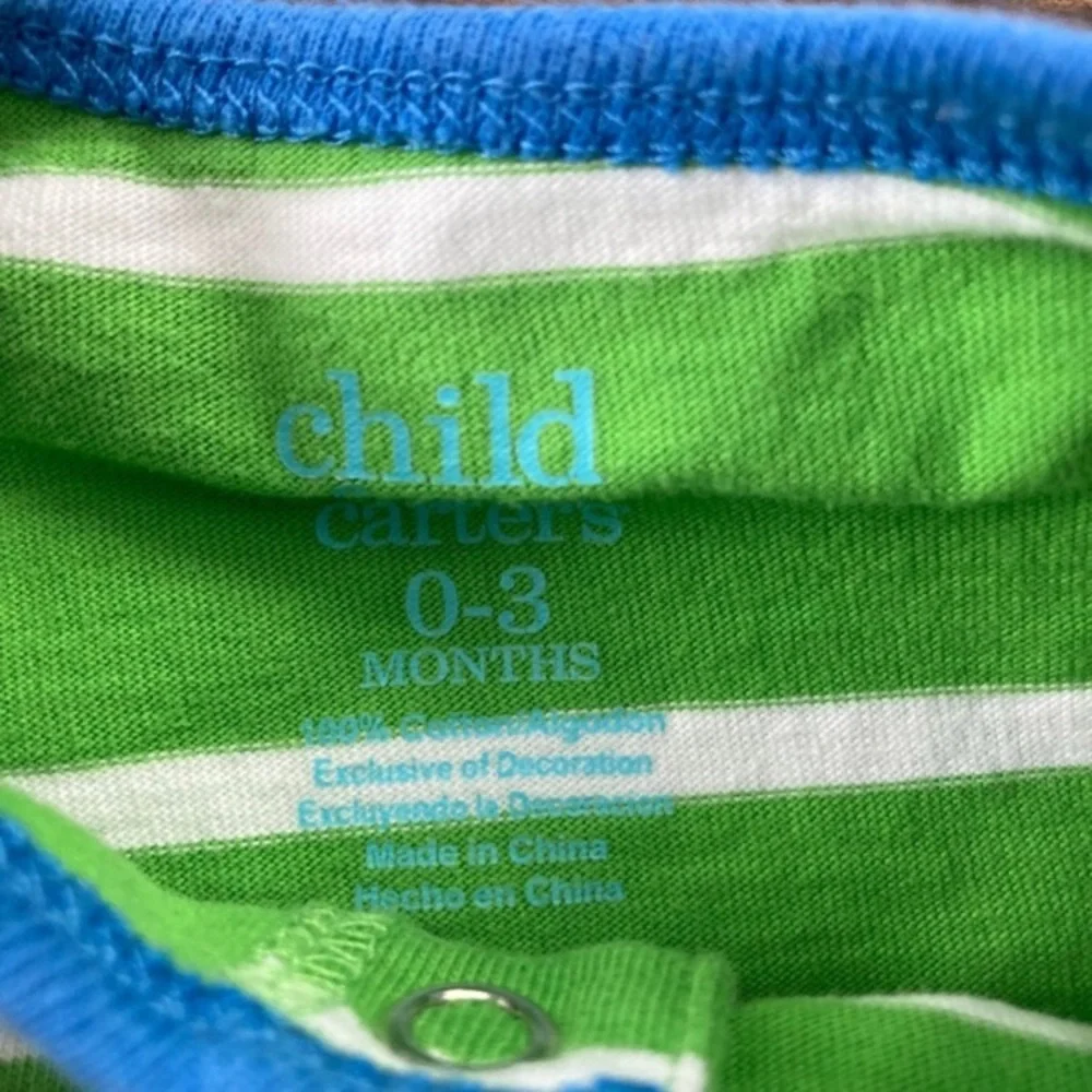 Carter's Green and Blue Striped Bodysuit